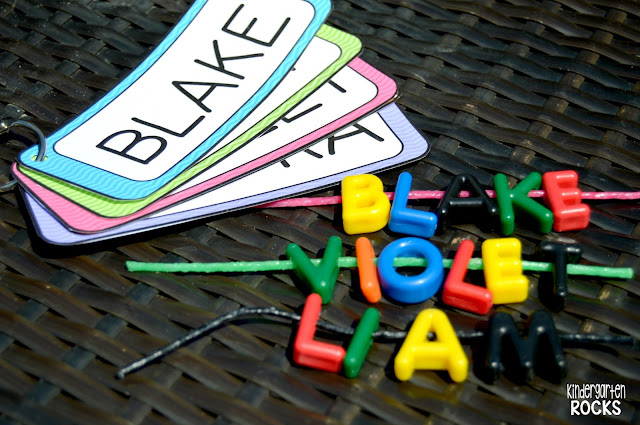 I love to use names of students in the classroom for fun literacy centers and beginning of the year projects. Children love to talk about their name and the letters in their name with friends and classroom teacher. This packet has some great ideas to help start your year out right! Personalize all of the printables with your class list!