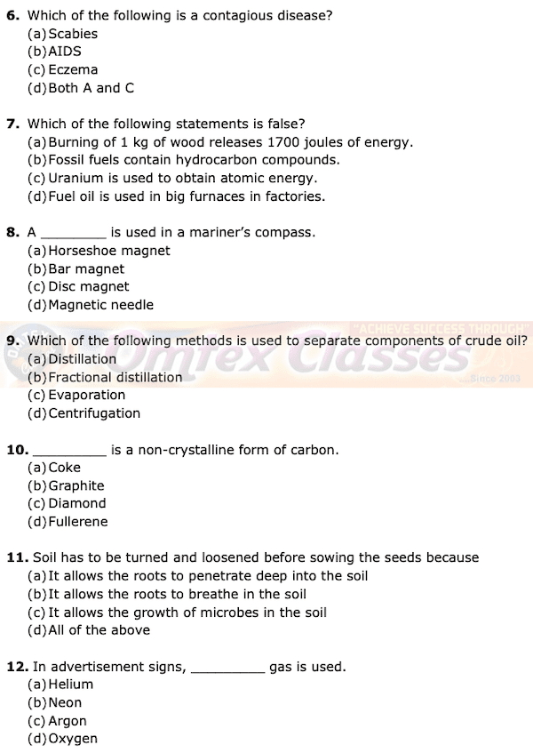 OMTEX CLASSES Class 8 Science Board Question Papers.