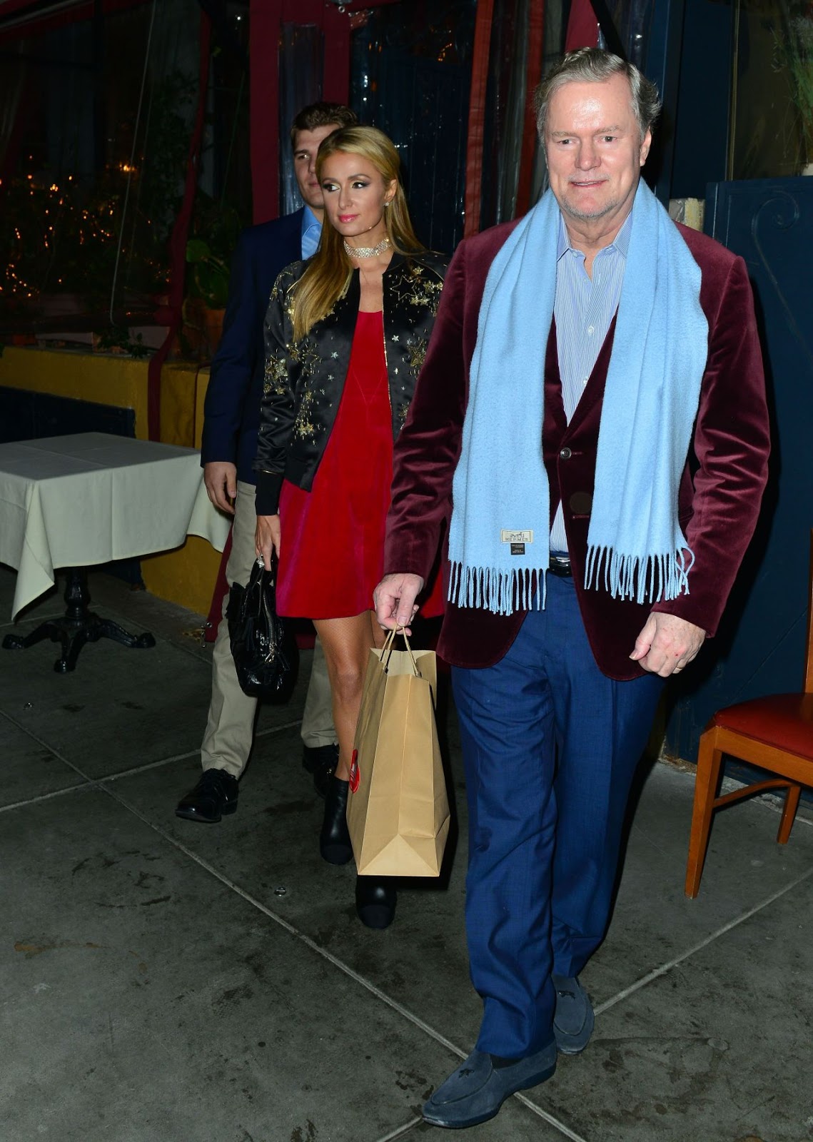Paris Hilton Pictures at Christmas Dinner at Il Piccolino in Beverly