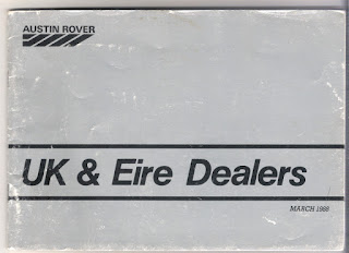 Austin Rover Dealer Directory March 1988 front cover
