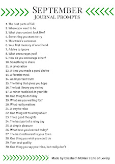 Life of Lovely: September Journal Prompts + Printable