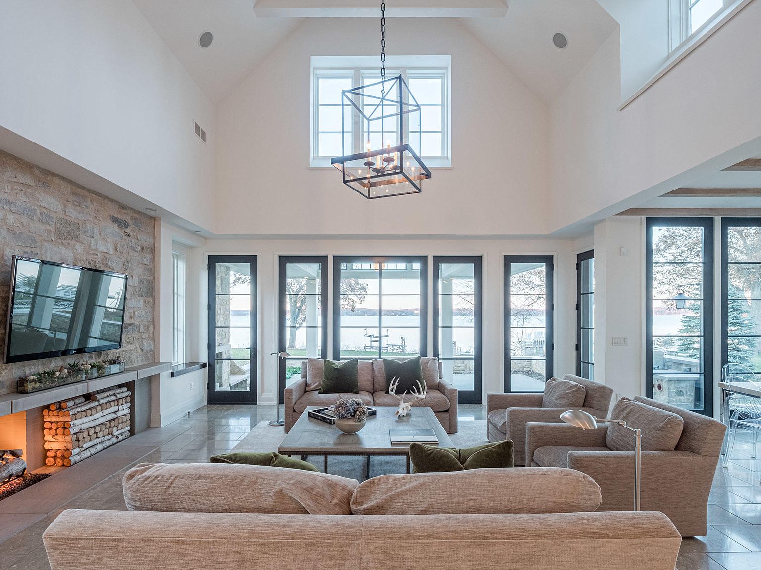 11,000 Square Foot Lakefront Modern Farmhouse In Lake Geneva, WI THE