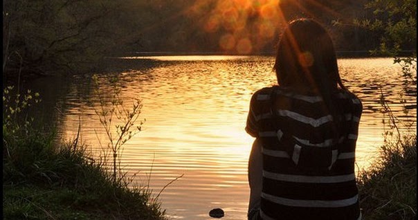 Sad, girl, hurts, adorable, cute, crying, girl, alone, lake, sunset ...