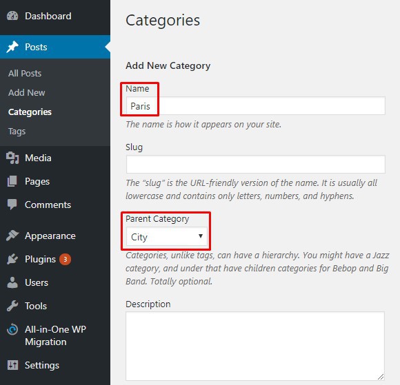 Tạo category trong WordPress
