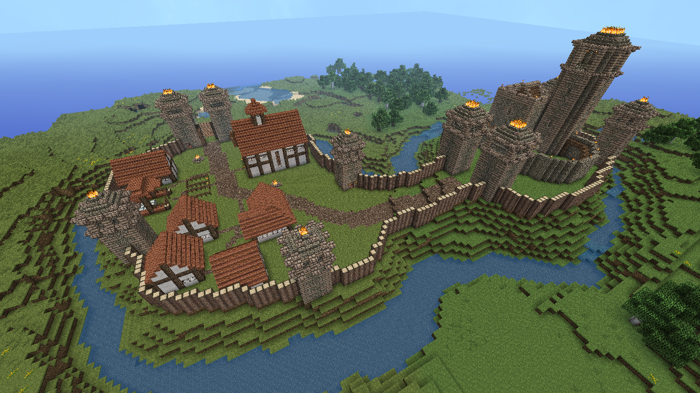 Minecraft Building Ideas: Motte and Bailey Castle
