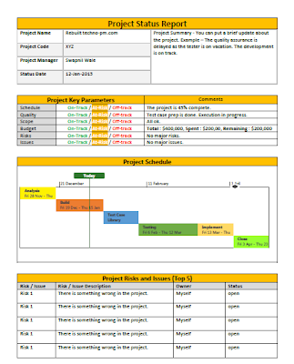 One Page Project Status Report Template One Page Project Status Report Template