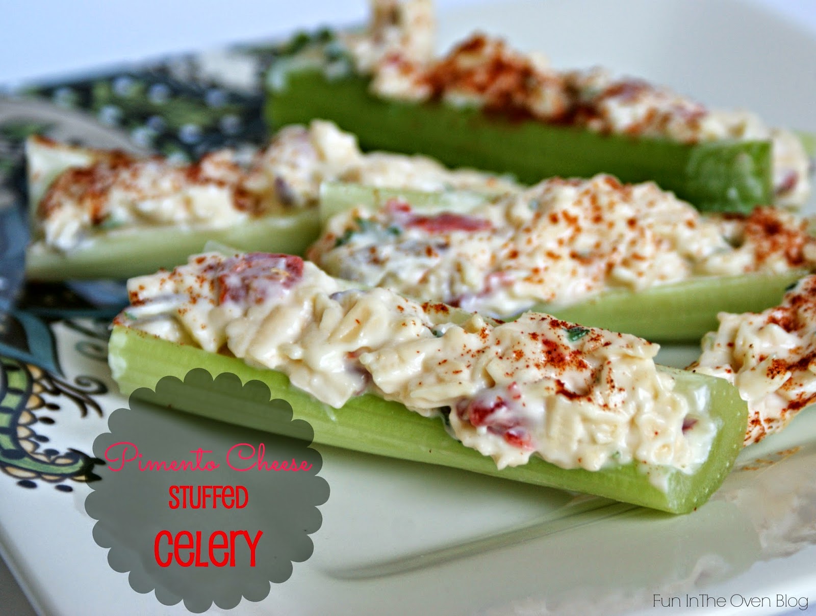 Fun in the Oven Pimento Cheese stuffed Celery