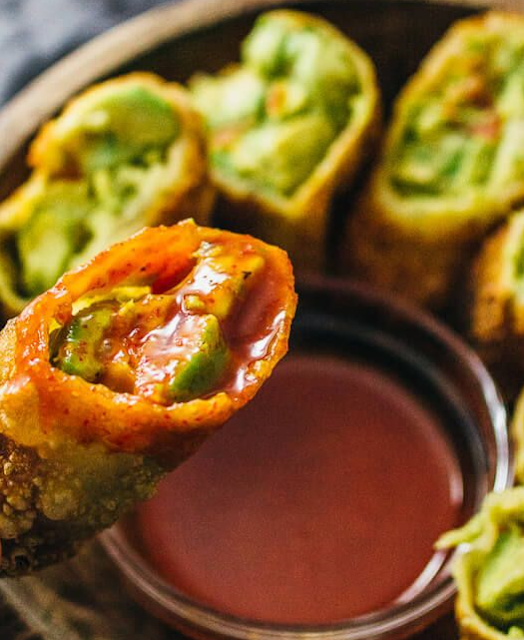 AVOCADO EGG ROLLS WITH SWEET CHILI SAUCE