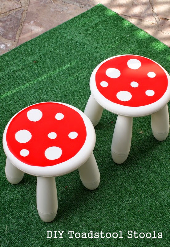How to turn an IKEA stool into a cute toadstool stool! Super easy and fun tutorial and results!