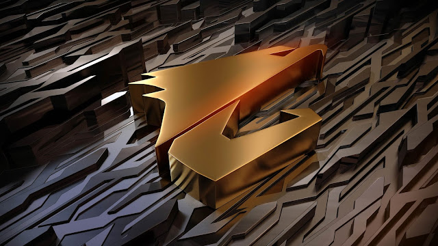 AORUS Gold 3D Logo Gaming PC Screen Background