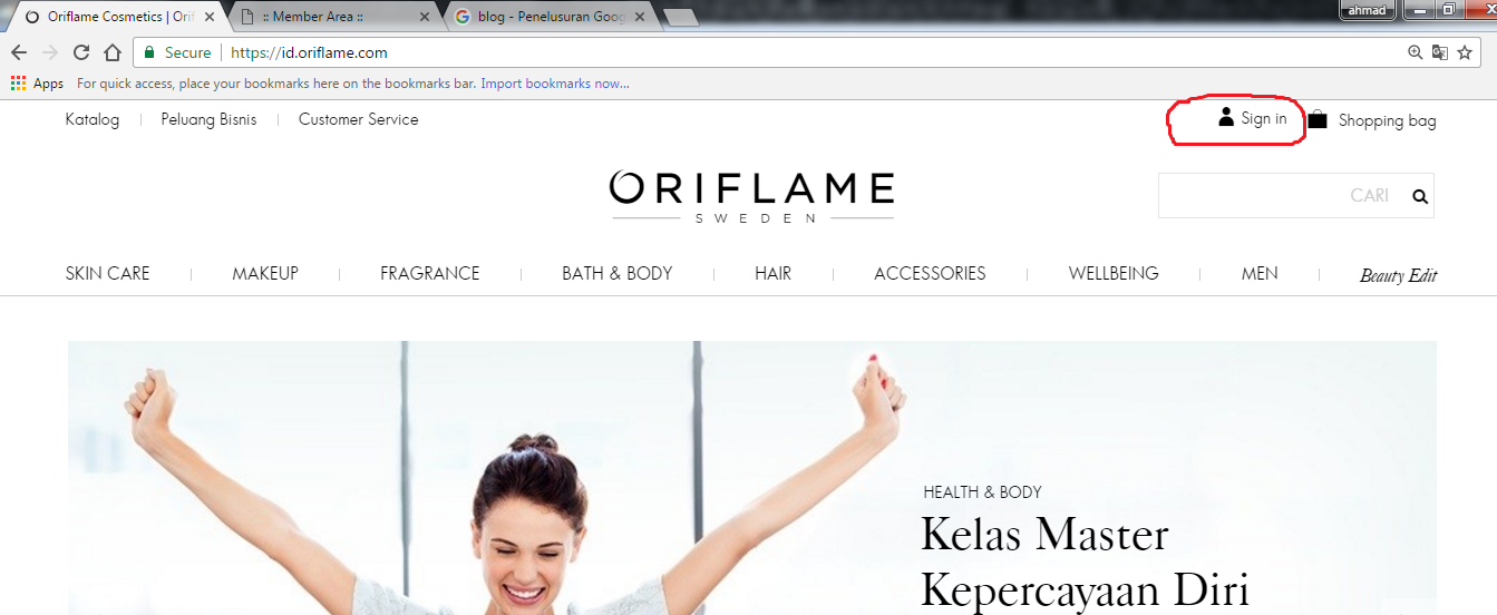 cara daftarkan donwline di oriflame Iklan Massal Online Shop
