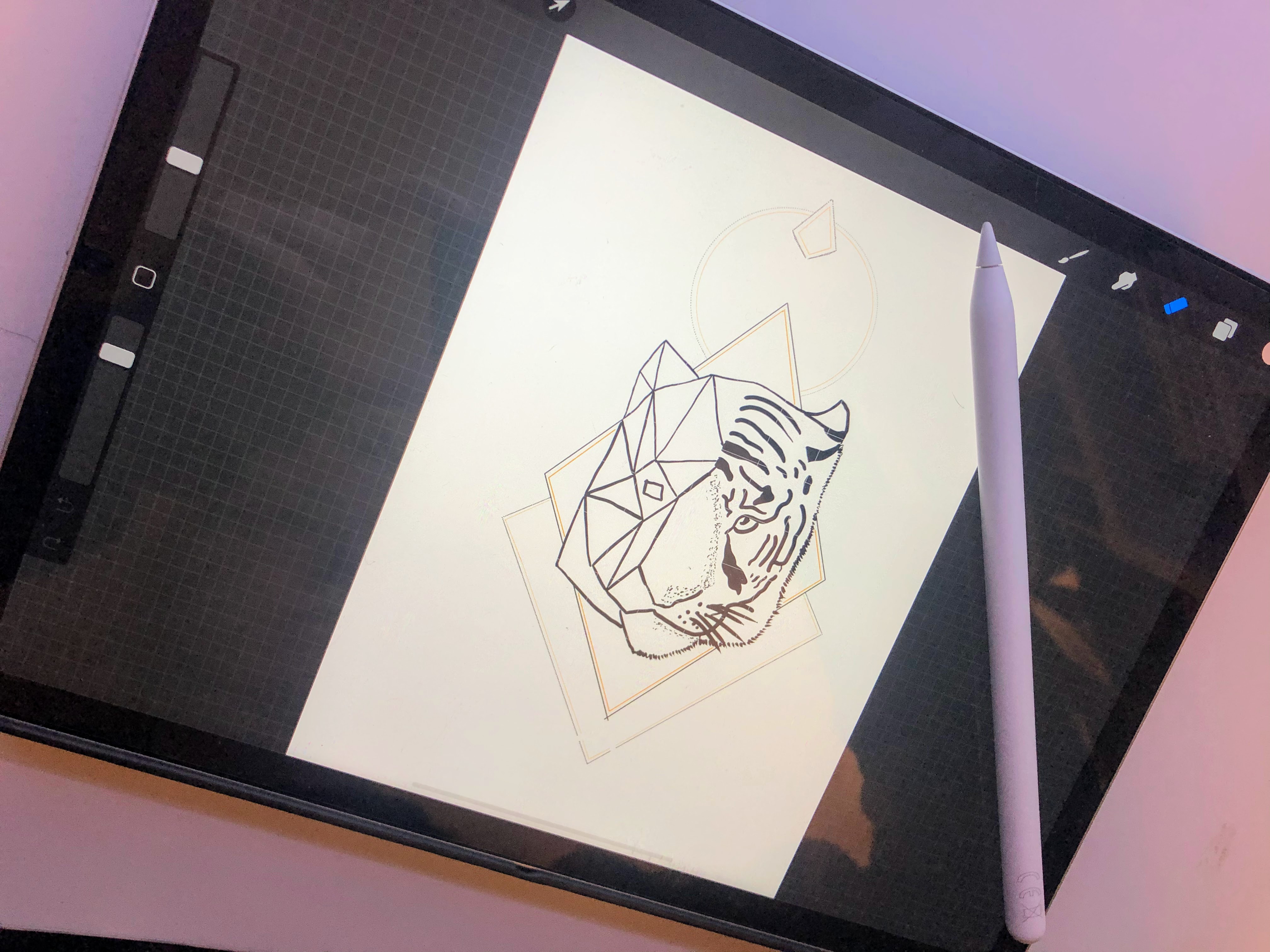 Tiger drawing on iPad