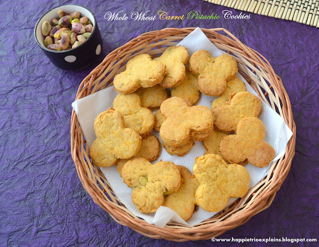 Whole Wheat Carrot Pistachio cookies