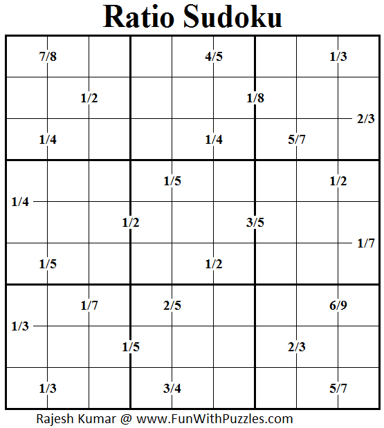 Ratio Sudoku (Daily Sudoku League #168)