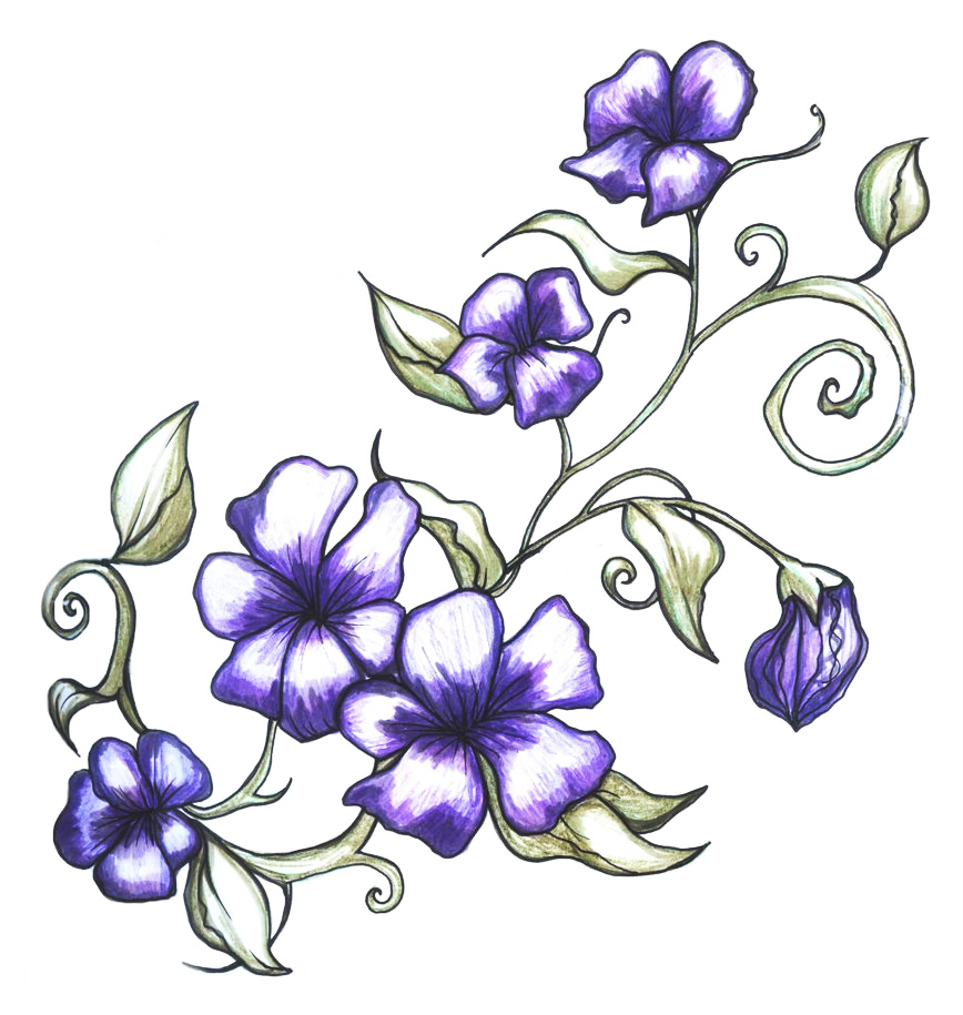 Анютины глазки эскиз тату