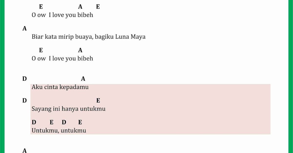 Chord Lagu I Love You Bibeh Seputar Musik