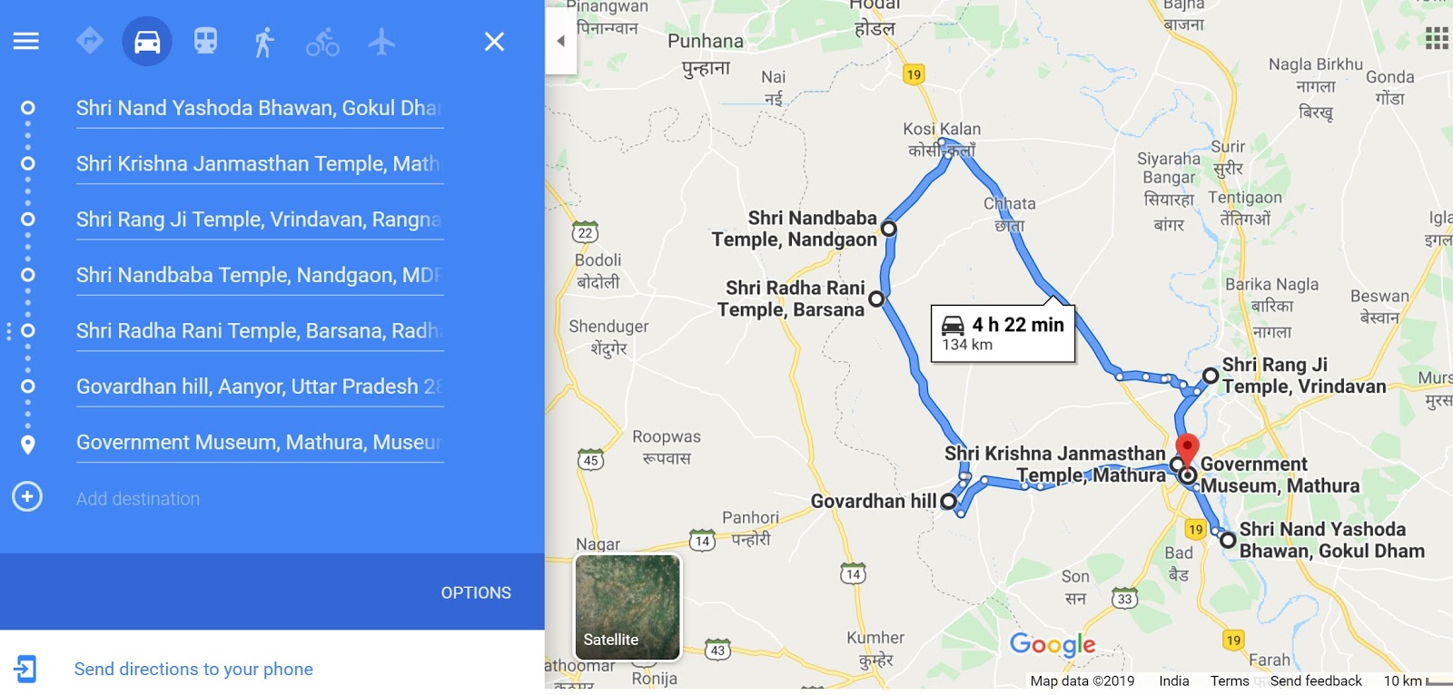 mathura vrindavan tourist map