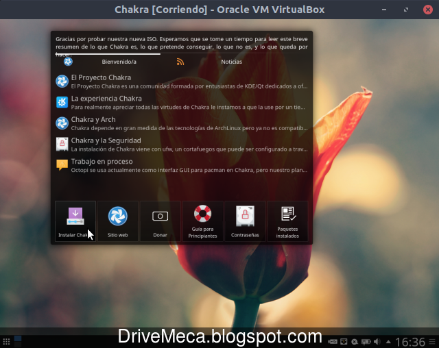 Damos click al boton Instalar Chakra