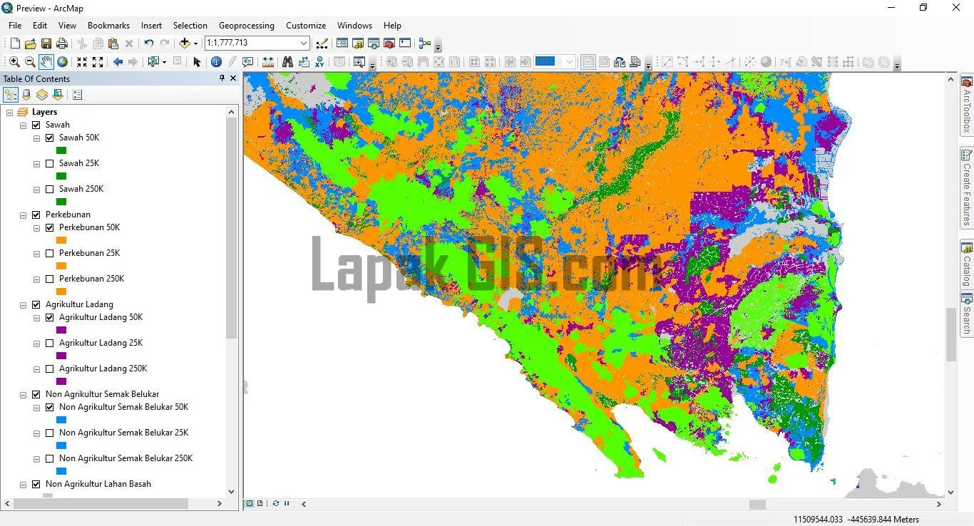 Data Shapefile Vegetasi (Penggunaan Lahan Eksisting) Indonesia