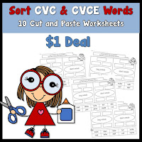 CVC and CVCE Cut and Paste Worksheets
