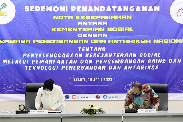 Penandatanganan Nota Kesepahaman Antara Kementerian Sosial dengan Lembaga Penerbangan dan Antariksa Nasional