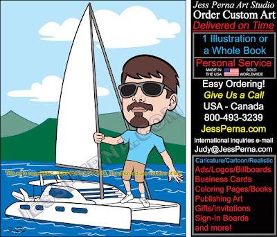 Catamaran Cartoon Ad Custom Made
