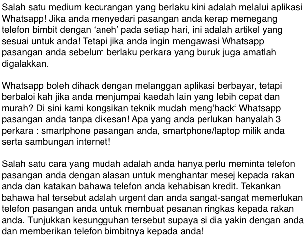 Hack whatsapp pasangan