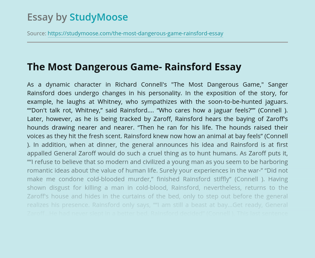 essay examples The Most Dangerous Game Essay