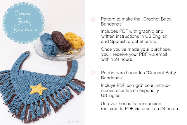 Crochet Baby Bandanas pattern, Anabelia Craft Design