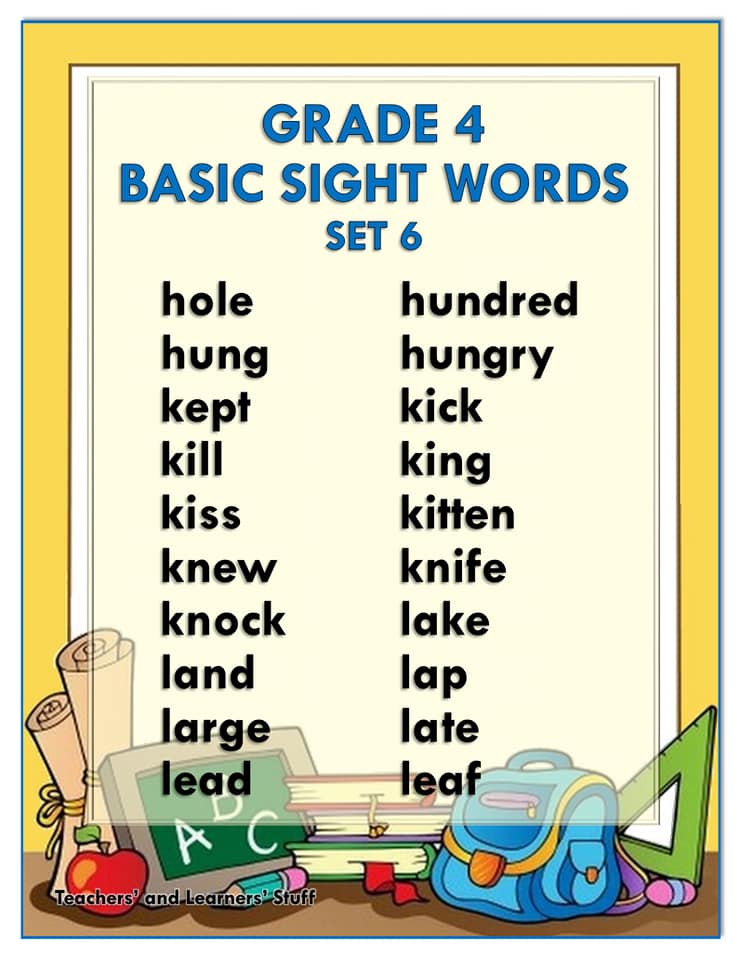 BASIC SIGHT WORDS Grade 4 Free Download DepedClick