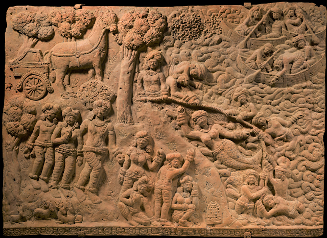 Terracotta plaque depicting mermaid from Chandraketugarh, India, 2nd century BC.