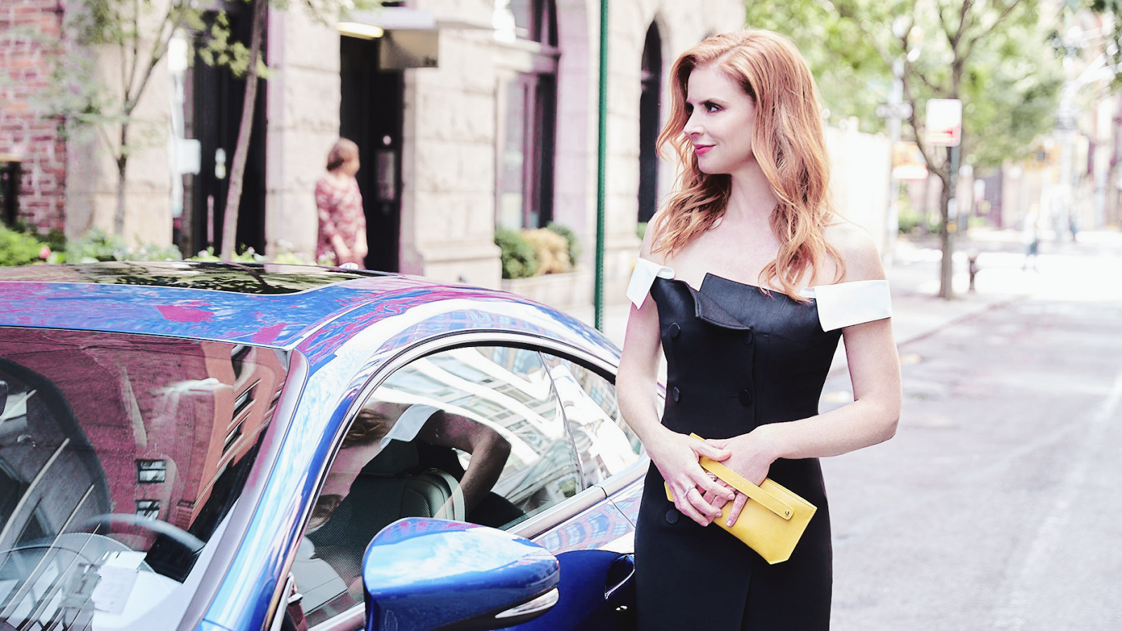 Sarah Rafferty behind the scenes of Suits Empowered Style presented by ...