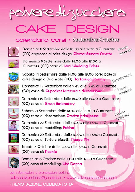 calendario corsi cake design: decorazione torte, biscotti, cupcakes, fiori di zucchero, modelling, ghiaccia reale e tanto altro