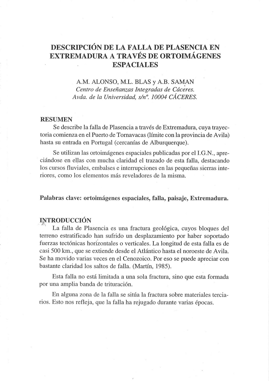 GEOLOGÍAS DE EXTREMADURA: "Descripción de la Falla de Plasencia en ...