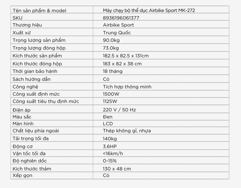 Máy Chạy Mishio MK272 Thảm 480mm