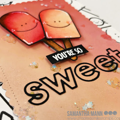 You're the Sweetest Card by Samantha Mann for Create a Smile Stamps, Distress Oxide, Ink Blending, Thank You card, Cards, Handmade Cards, cardmaking, die cuts, stencil #cards #createasmile #createasmilestamps #thankyoucard #sweetest #popsicles