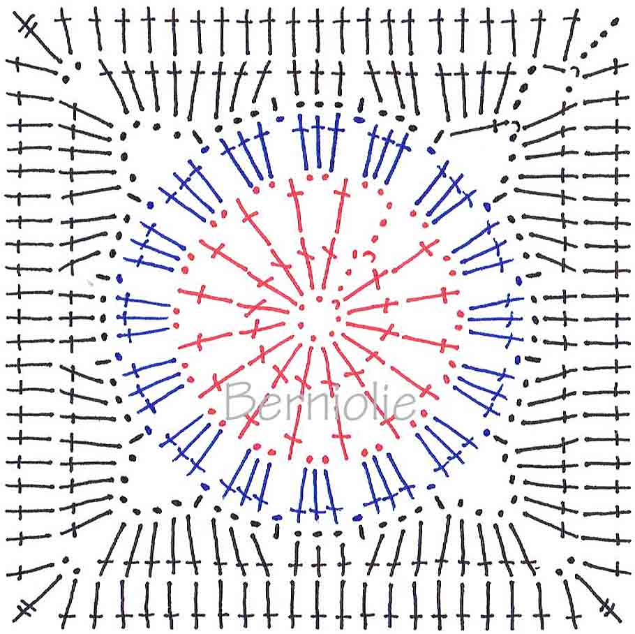 Бабушкин квадрат по испански крючком схемы