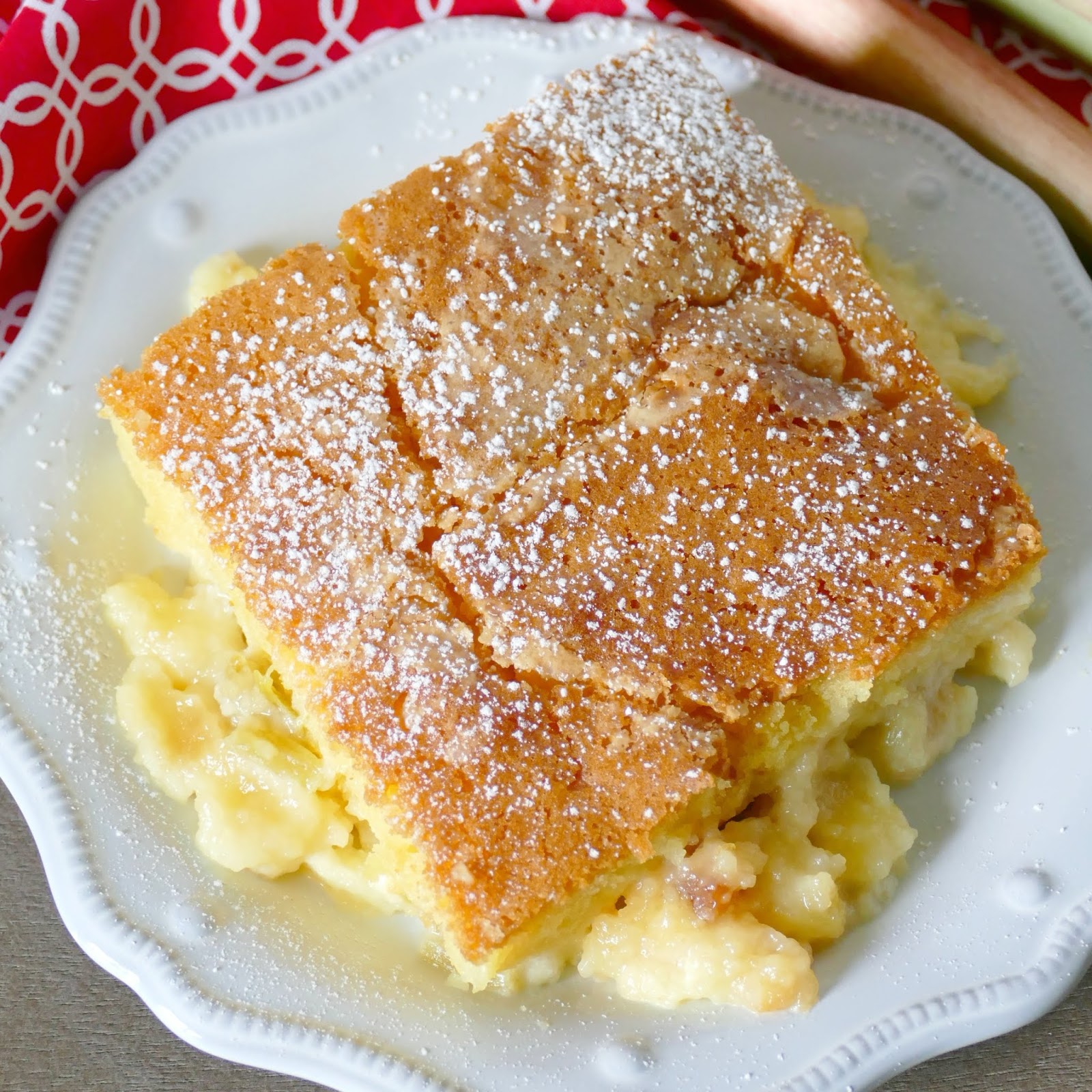 This spring Rhubarb Cream Cake recipe is pure comfort food just like Grandma used to make!