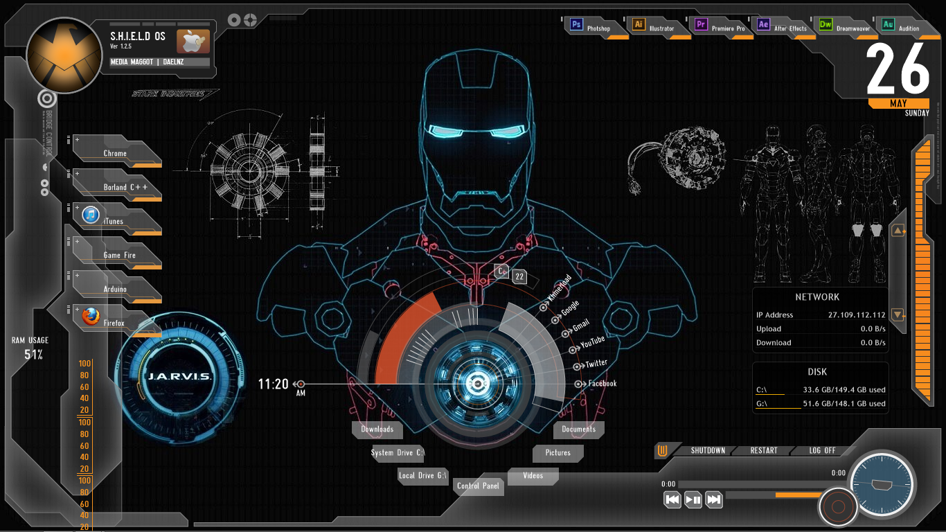 Turn Your Desktop To Jarvis Iron Man By Using Rainmeter