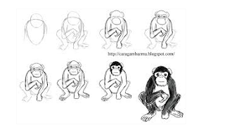 Cara Menggambar Hewan Monyet  - https://gihowahe.blogspot.com/