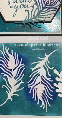 Stampin' Up! Royal Peacock feathers card by Angela Lovel, Angela's PaperArts