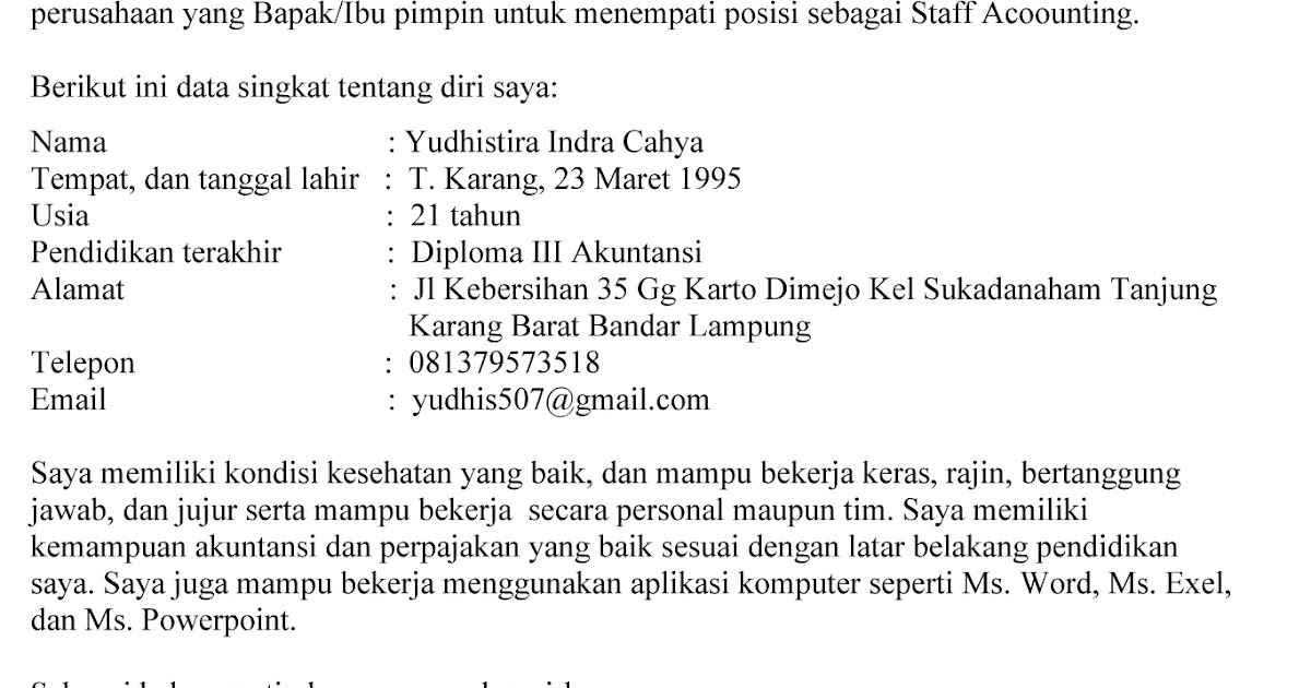 Soal Surat Lamaran Pekerjaan Beserta Jawaban Contoh Seputar Surat