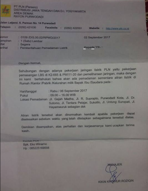 Contoh Surat Permohonan Pemadaman Ke Pln Contoh Seputar Surat