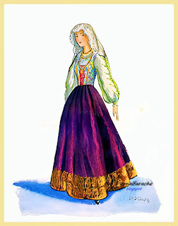 Traje típico de mujer, Huelva - Diseño de V. Viudes - 1948