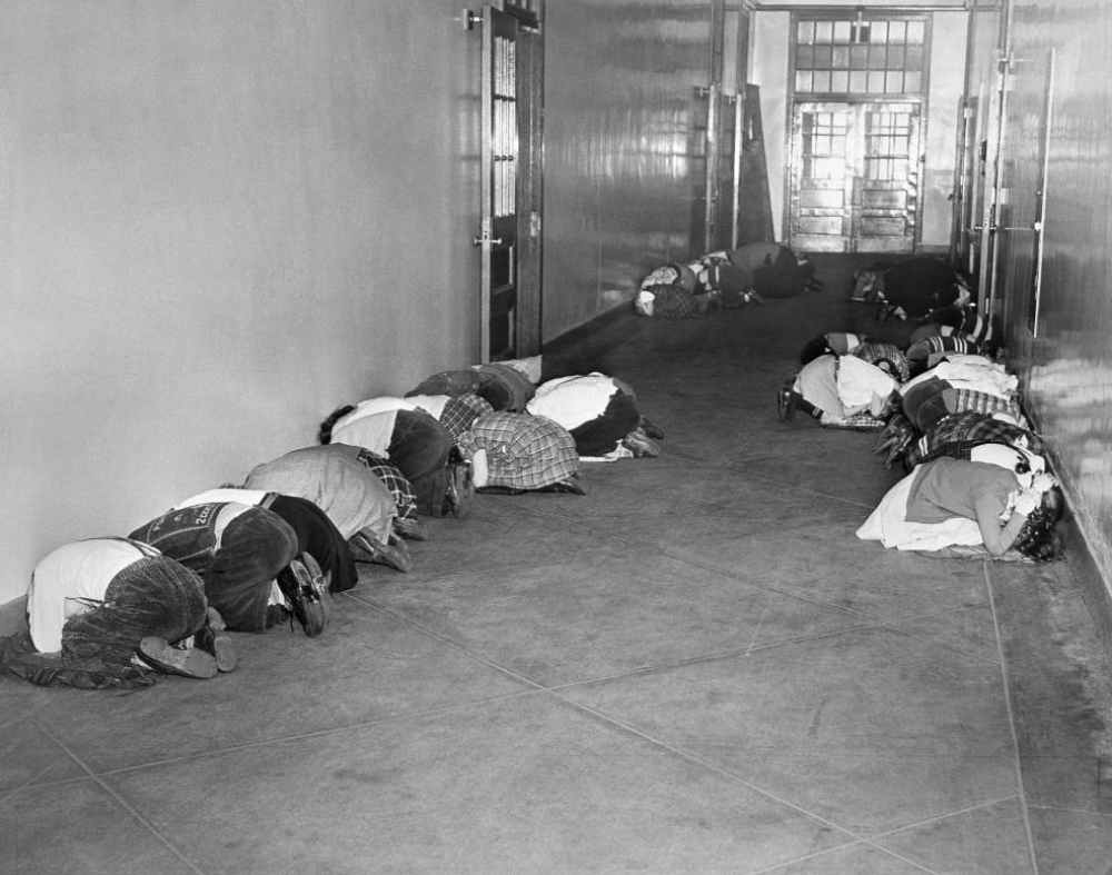 During 1950s Cold War, U.S Children Taught to Duck and Cover Vintage
