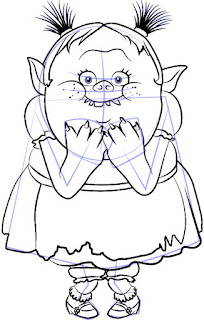 Langkah 10. Cara Mudah Sketsa/Menggambar Tokoh Bridget dari film animasi serial Trolls
