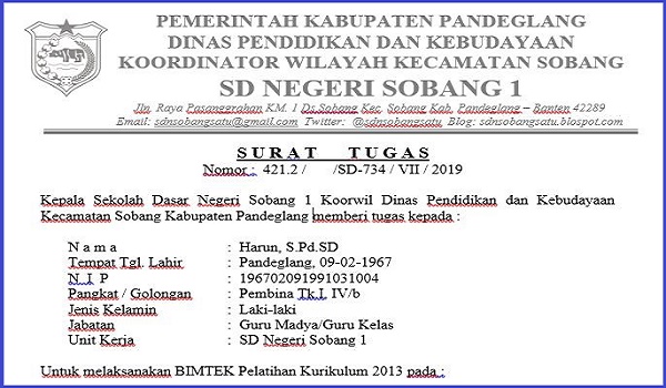 Download Contoh Surat Tugas Dan Sppd Bimtek Pelatihan