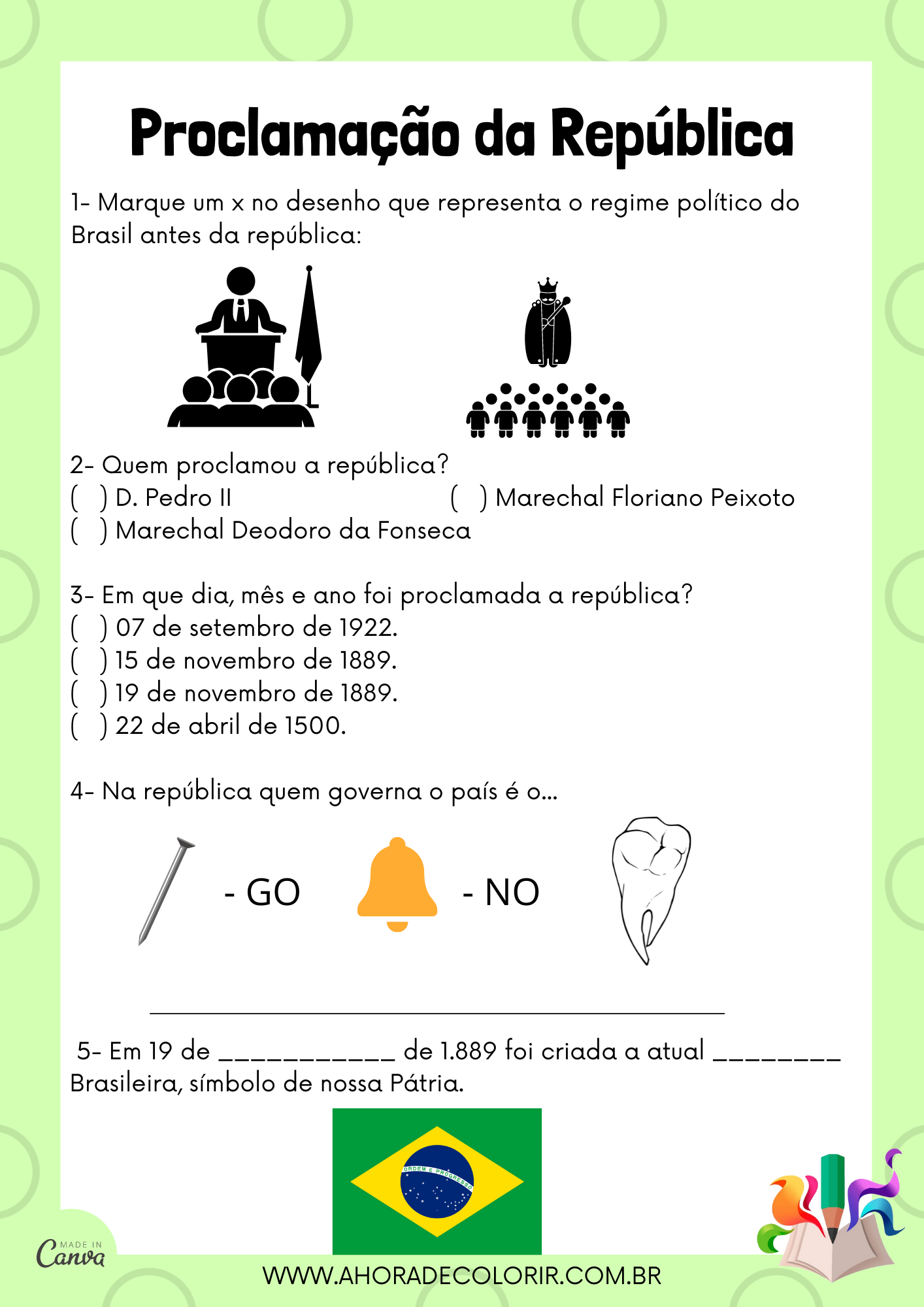 República Proclamada! - Atividade Proclamação da República no Brasil