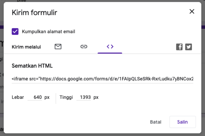 Letak Iframe pada menu onlien Membuat Quiz dengan Formulir online google Membuat Quiz dengan Formulir online google cara membuat Iframe