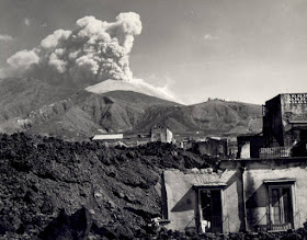Smoke billows from Vesuvius in this picture taken from San Sebastiano al Vesuvio, a village destroyed by lava